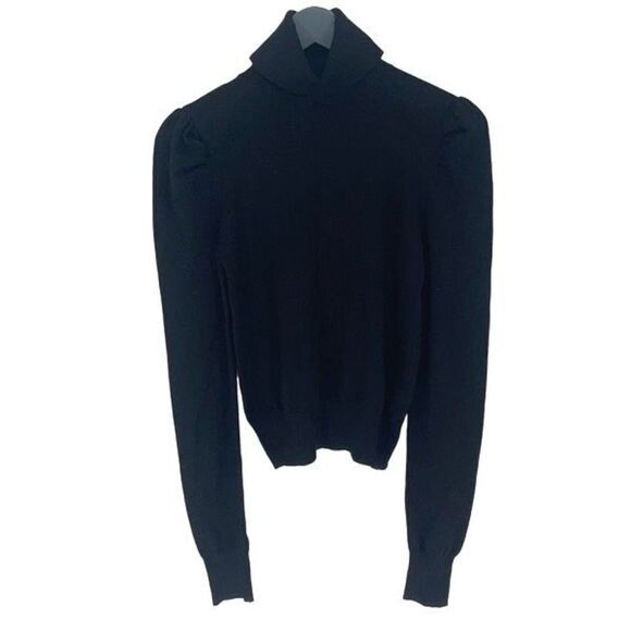 Forever‎ 21 Women's Mock Neck Walter Fitted Bodice Knit Top Black Size Large - Picture 1 of 6